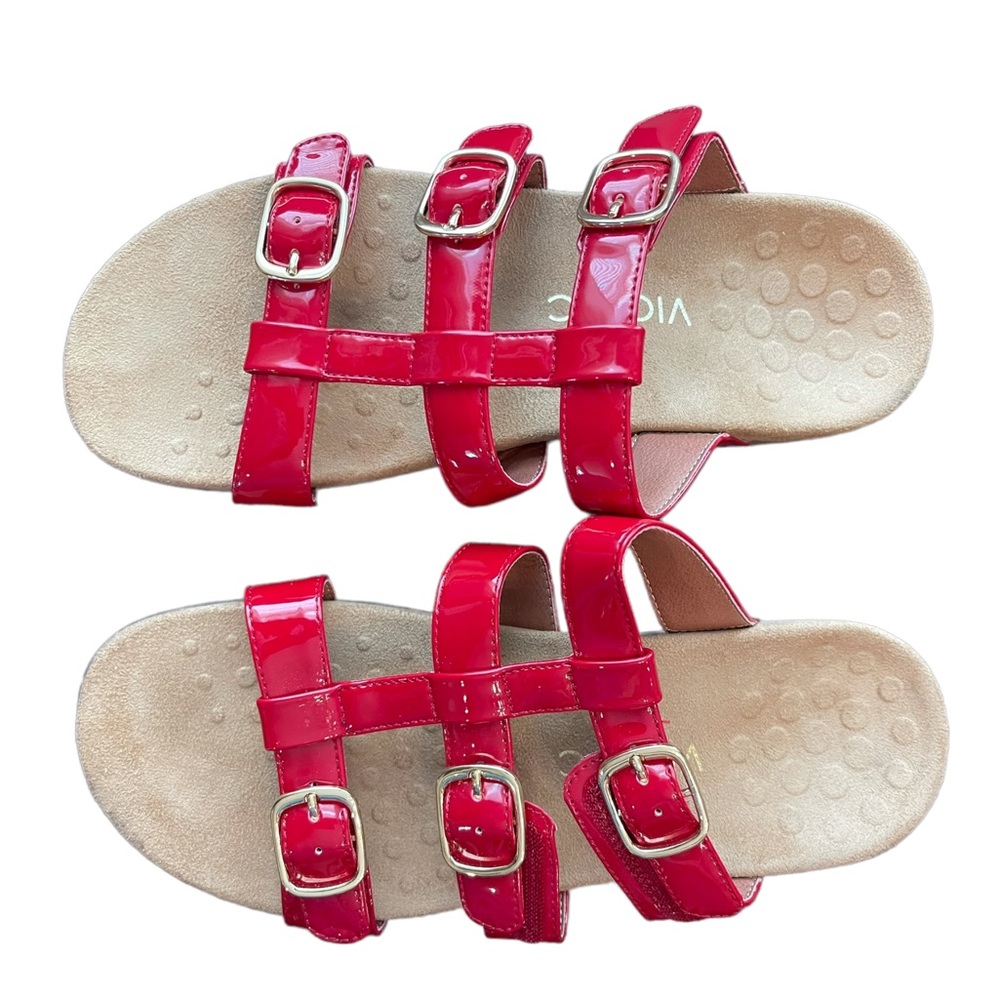 Vionic misa slide sandal- patent leather (NWOT)